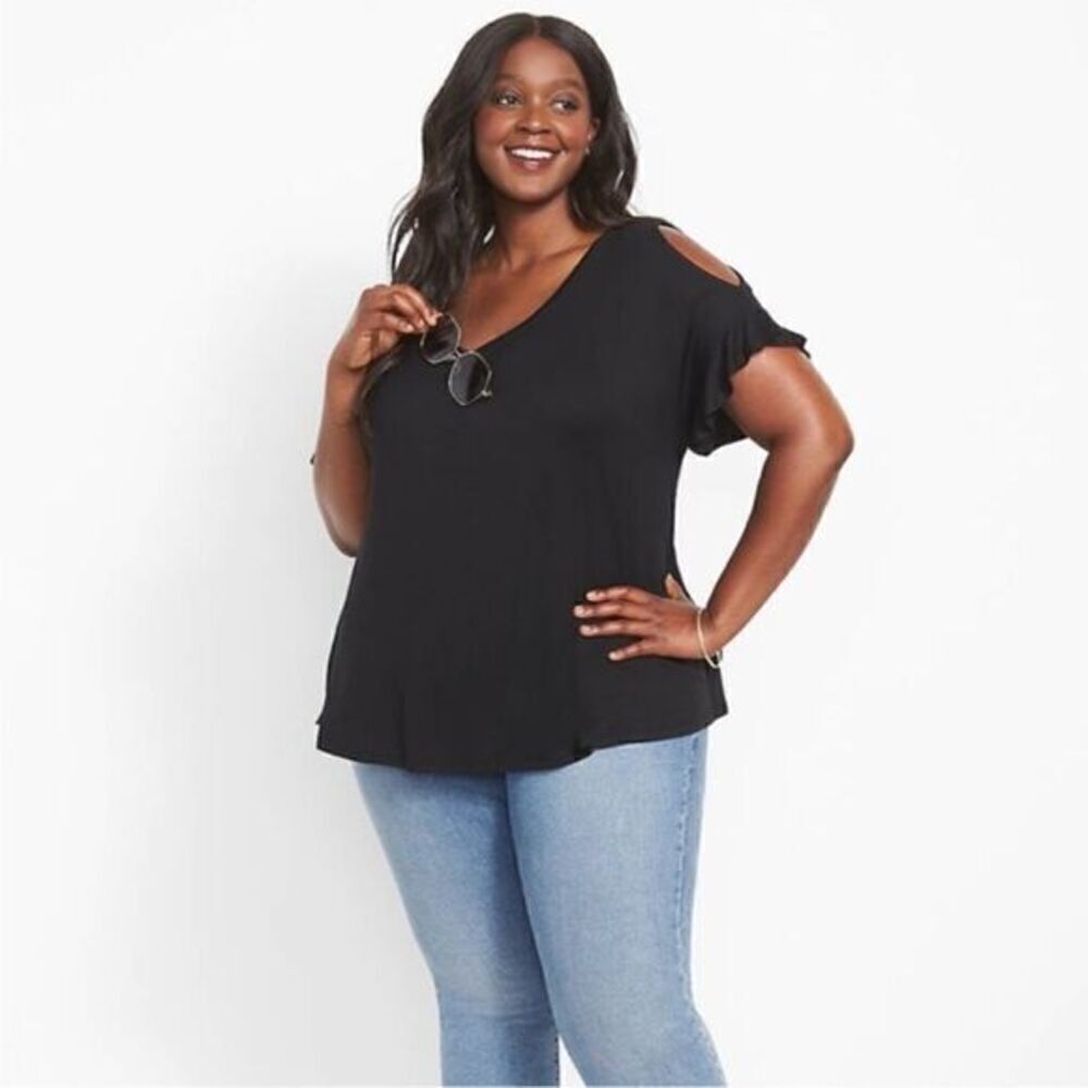 Lane Bryant Cold Shoulder Tie Back Swing Tee NWT